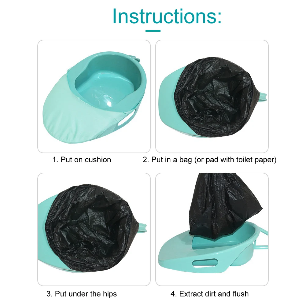 Portable Household Bed Toilet Bedpan with Cover for Bedridden Patients Pregnant Woman Elderly Paralyzed Disabled Care Bedpan 4