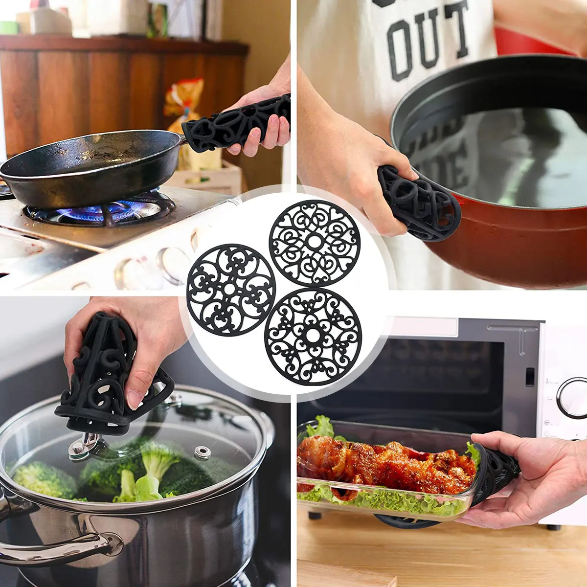 Pot Holders for Kitchen,Hot Pads Silicone Trivet, Potholders, Table Pad,  Multi-use Flower Heat Resistant Mat 