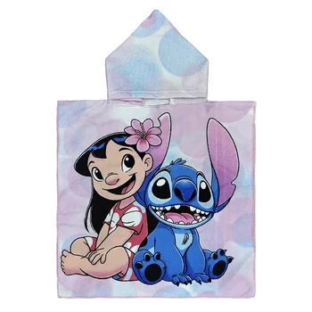 Stitch Lilo Cartoon 3D Stampa Telo Mare Con Cappuccio Quick Dry Nuoto Surf Accappatoio Mantello Fitness Per I Bambini Badjas Stitch Meisjes 1