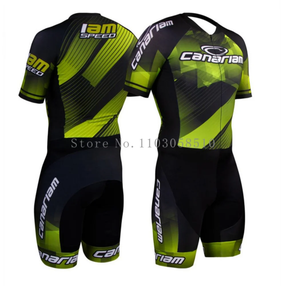 Canariam Men's Skate Suit Roller Skate Speed Race Fast Skat Speed Skats Ciclismo Skating Jumpsuit Pro Team Tights Skinsuit