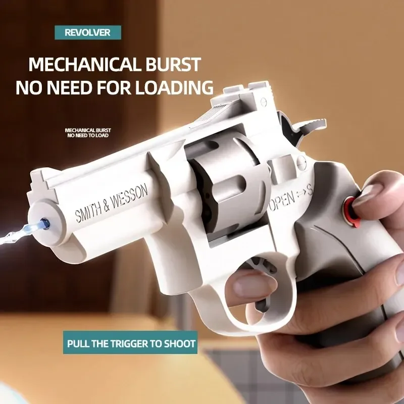 1PCS Summer Water Gun Toy Mechanical Continuous Revolver Water Gun Toys Boys Girls Outdoor Beach Water Toys Kids Holiday Gifts 2