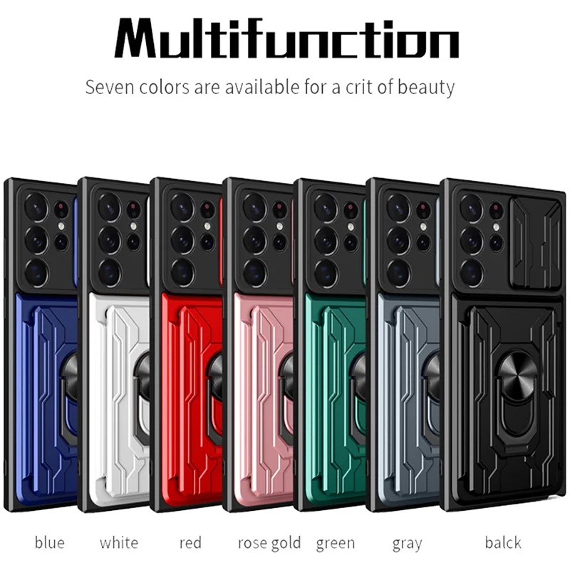 Custodia S23 S 23 Ultra Sm-S918B Per Samsung Galaxy S23 S 23 Plus Ultra Cover Push Window Protect Lens Ring Staffa Slot Per Schede Etui