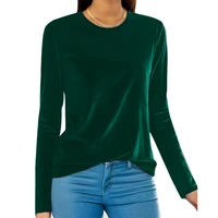Plus Size Women's Tops 2025 New Solid Color Round Neck Long Sleeve Shirt Slim Stretchy Blouse Casual Loose Fit Tunic Top 1XL-5XL - Image 2