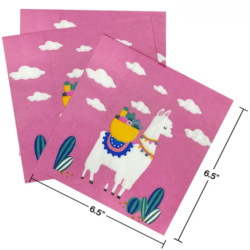 10/20pcs New Pink Alpaca Clouds Food Grade Printed Patterns Paper Towels Party Paper Placemats Commercial Napkins