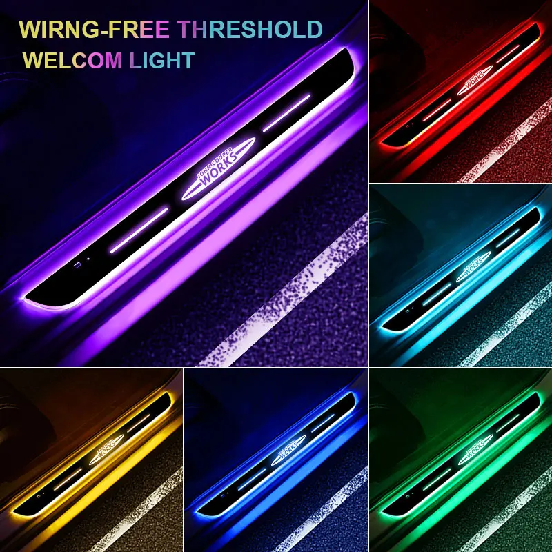 

For BMW Mini Cooper JCW F56 F55 F60 R56 R55 R60 R61 Car door Sill light logo Projector lamp Power Moving LED Welcome Pedal