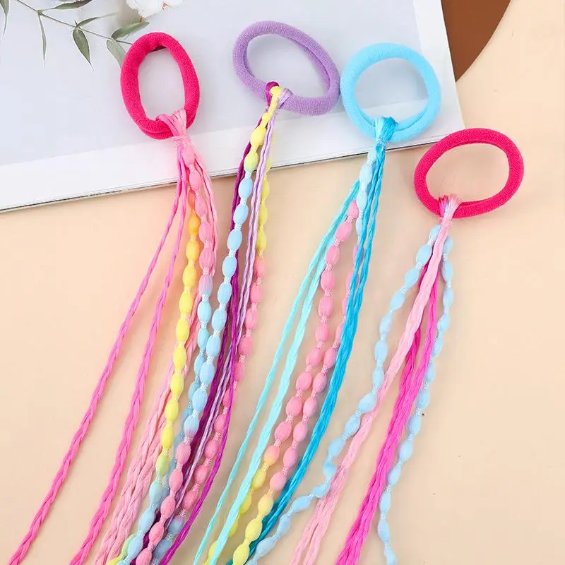 Geflochtene Perücke mit Pferdeschwanz und Stirnband für Kinder – Weiche Haarbänder aus Gummi im Lieferumfang enthalten – Schöne und einfach zu tragende Haaraccessoires für Mädchen – Detail 3