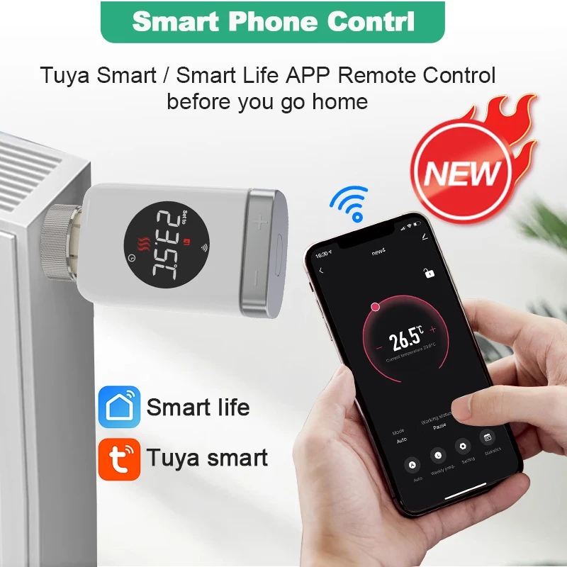 Tuya Smart Home Wifi วาล์วหม้อน้ํา Thermostatic Actuator Tuya เทอร์โมคอนโทรลเลอร์อุณหภูมิ Smart Life Alexa Google Home 1