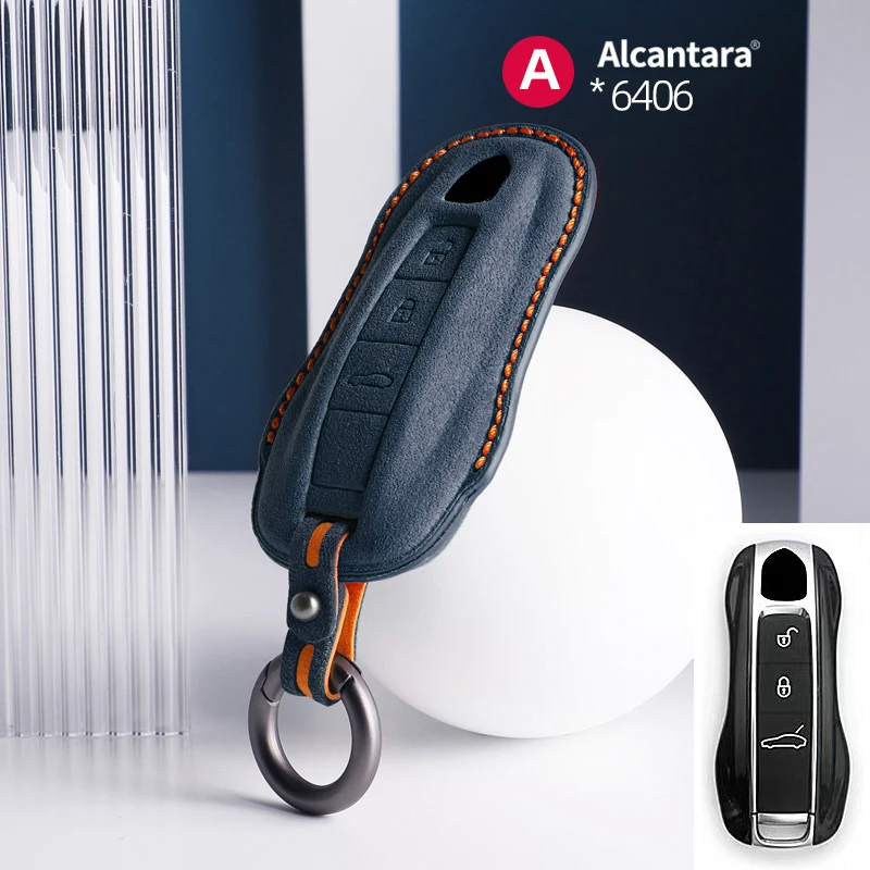 

Alcantara Car Key Case Cover For Porsche Panamera Spyder Carrera Macan Cayman Cayenne 911 970 981 991 Accessories
