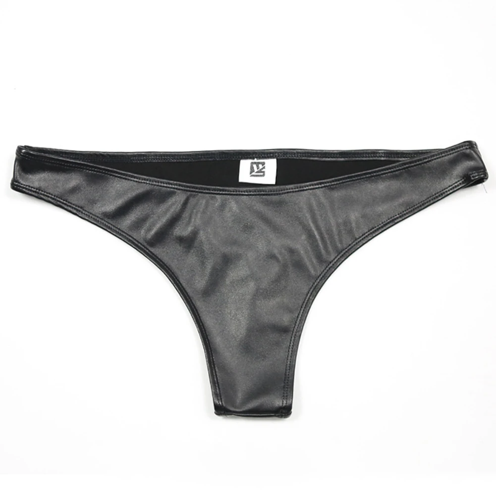 

Sexy Leather Bikini Womens Briefs Cheeky Thongs Knickers Nightclub Underwear T-Back G-String Erotic Butt Lifting Lingerie