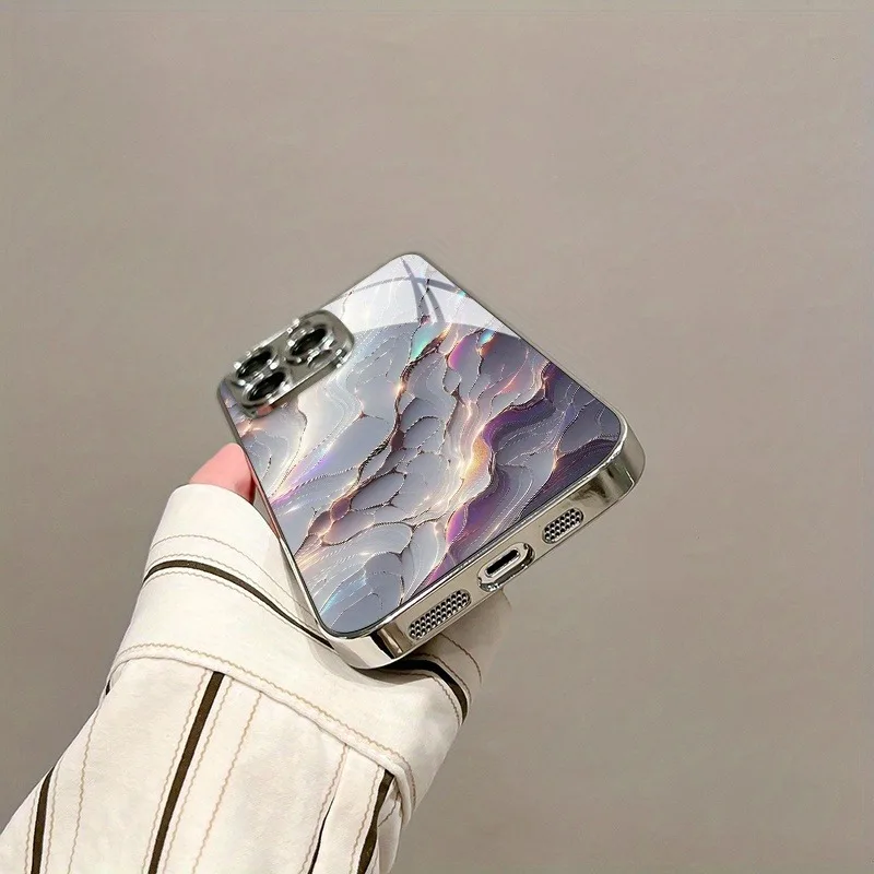Vibrant Marble Electroplated Phone Case - Fashion-Forward Design