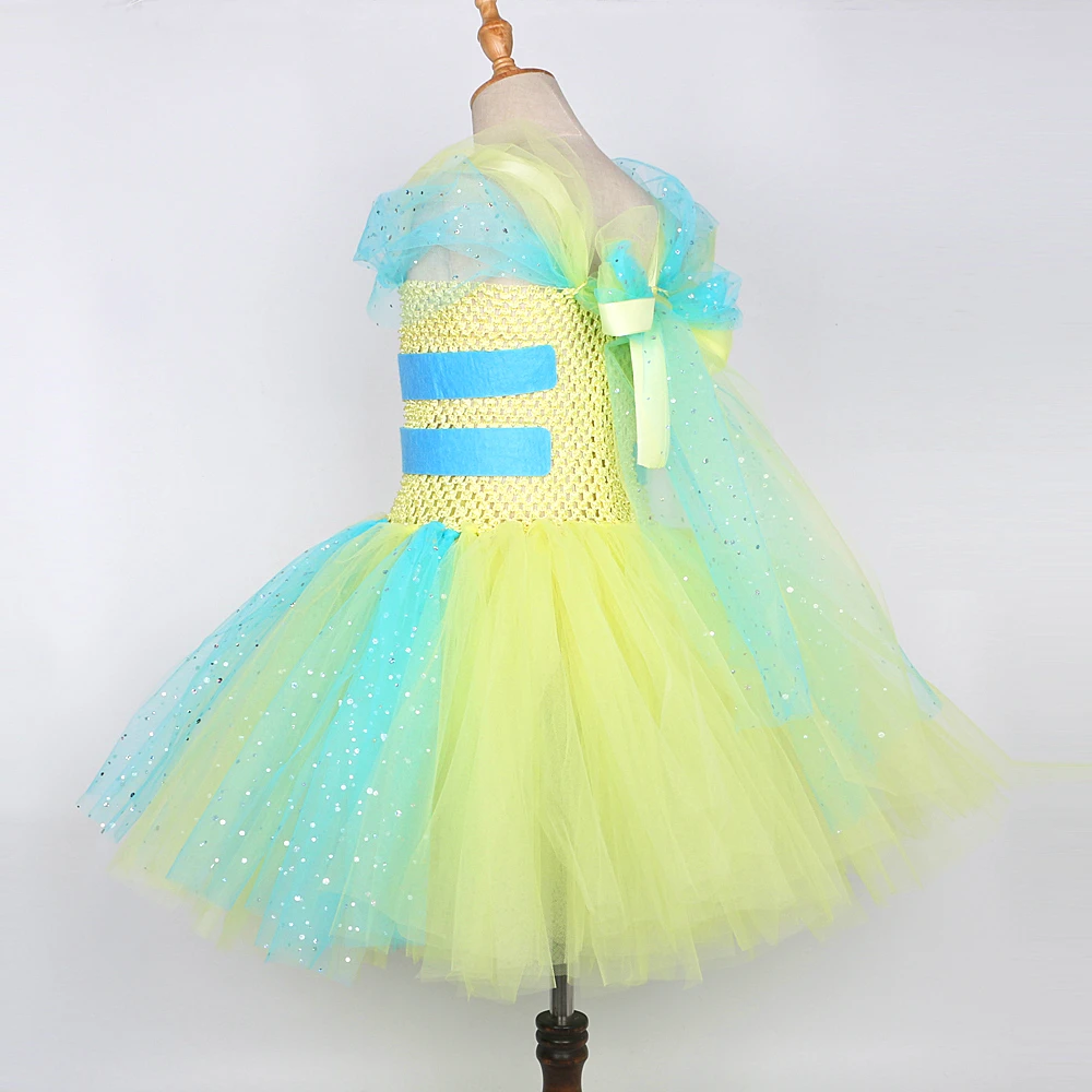 Flounder Fish Tutu Dress For Girls Birthday Outfit Carnival Halloween Costumes For Kids Toddler Twinkle Yellow Princess Dresses