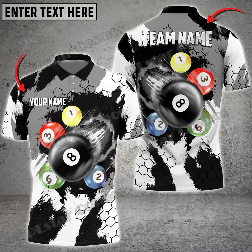 Billard Grunge Textur Mehrfarbig Personalisierter Name 3D Gedruckt Mode Herren Poloshirt Sommer Unisex Casual Poloshirt WK179 – Detail 11