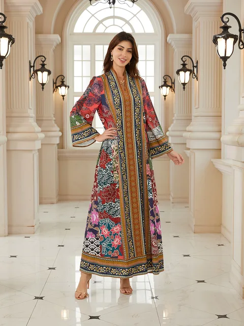 Luxueux Abaya brodé pull fleuri Abaya conservateur à manches longues Abaya concepteur dubaï brodé Galabiyat