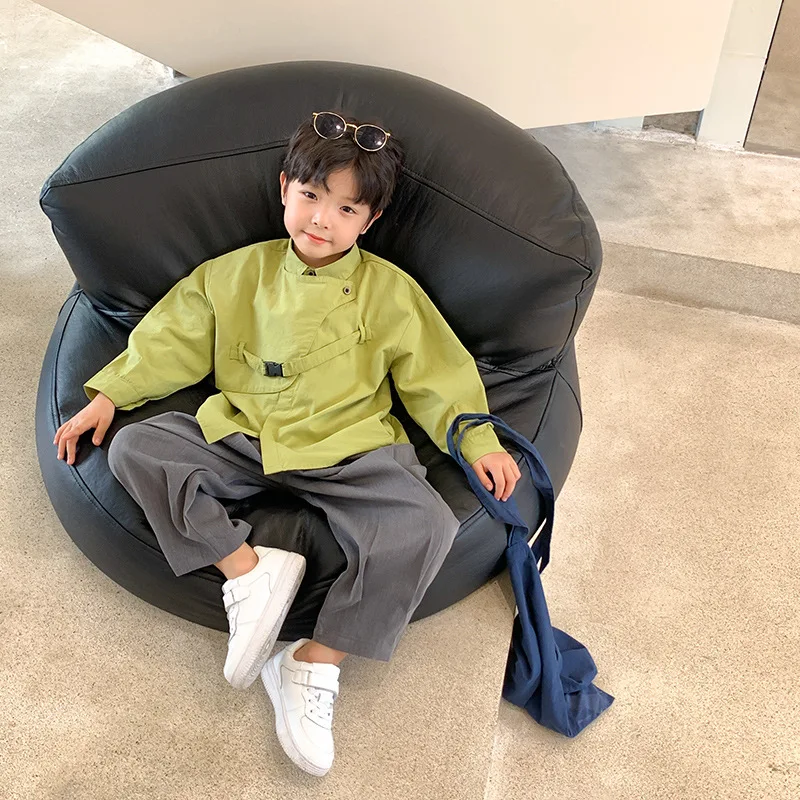 

Children's clothes Autumn New Korean Edition Boys' Pure Color Shirt Baby Long Sleeve Casual Shirt Boys Shirts