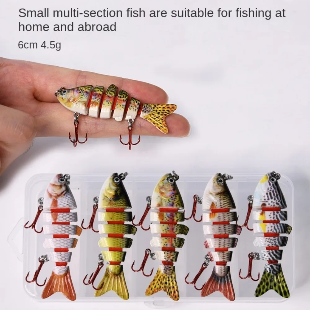 Mini Deep Diving 6 Segment Angelköder Bass Wobbler 6 cm 4,5 g Bionic Bait 3D Augen 5 Segment Kunststoff Hartkurbel Angelköder