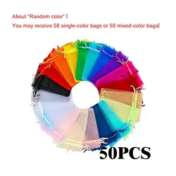 Multicolor Organza Gift Bags - 50pcs Wholesales Set for Jewelry Packaging & Wedding Favors (Random Color)