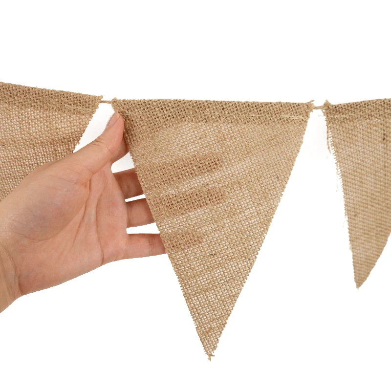 3.8M 13Flag Vintage Jute Banner Hessian Burlap Bunting Garland Wedding Party Supplies Photo Props Christmas Decorations for Home