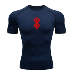 Men's Athletic Quick-Dry Compression Shirt - XXXL (Navy Short Sleeve 2)