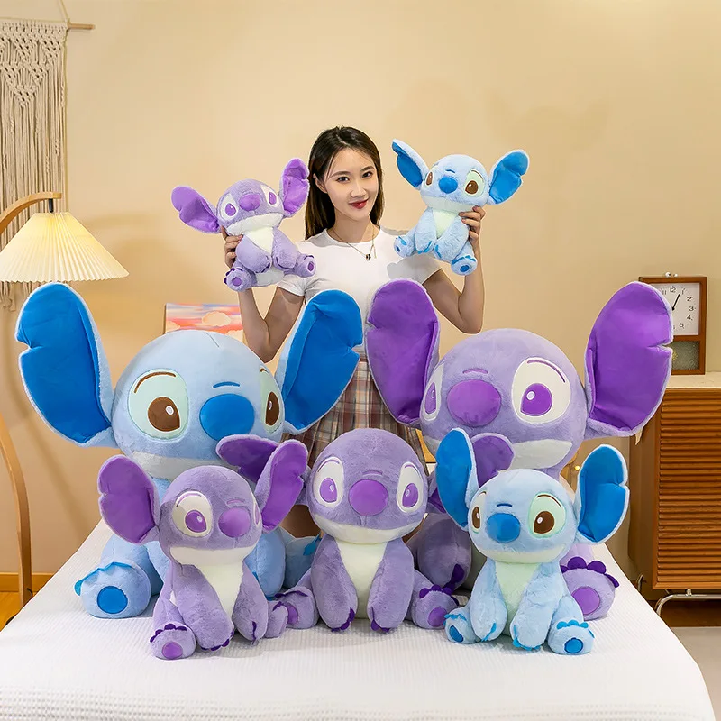 

Disney Film Cartoon Stitch Figure Plush Toys Blue Purple Large Pillow Kawaii Doll Birthday Gift For Kids Girls Bed Sofa Decor