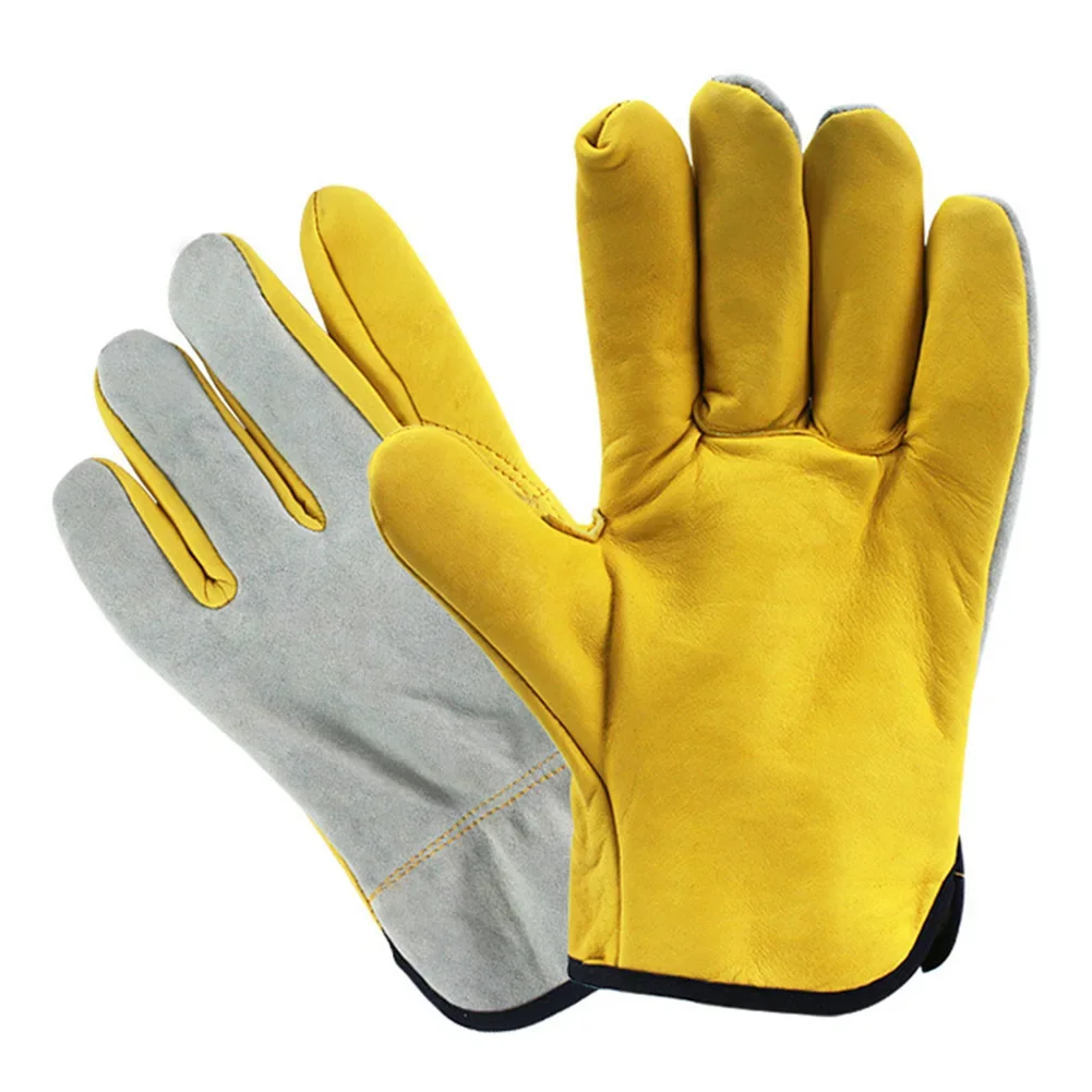 Work gloves Protective gloves 1 Pair Yellow Leather Gloves Soft Sensitive Gloves Finger Guards for TIG Welding Glove Accessoris Protection Safety Supplies