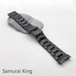 Samurai King Stainless Steel 22mm Deployment Watch Bracelet with Solid Arc Ends for 22mm (Black B)