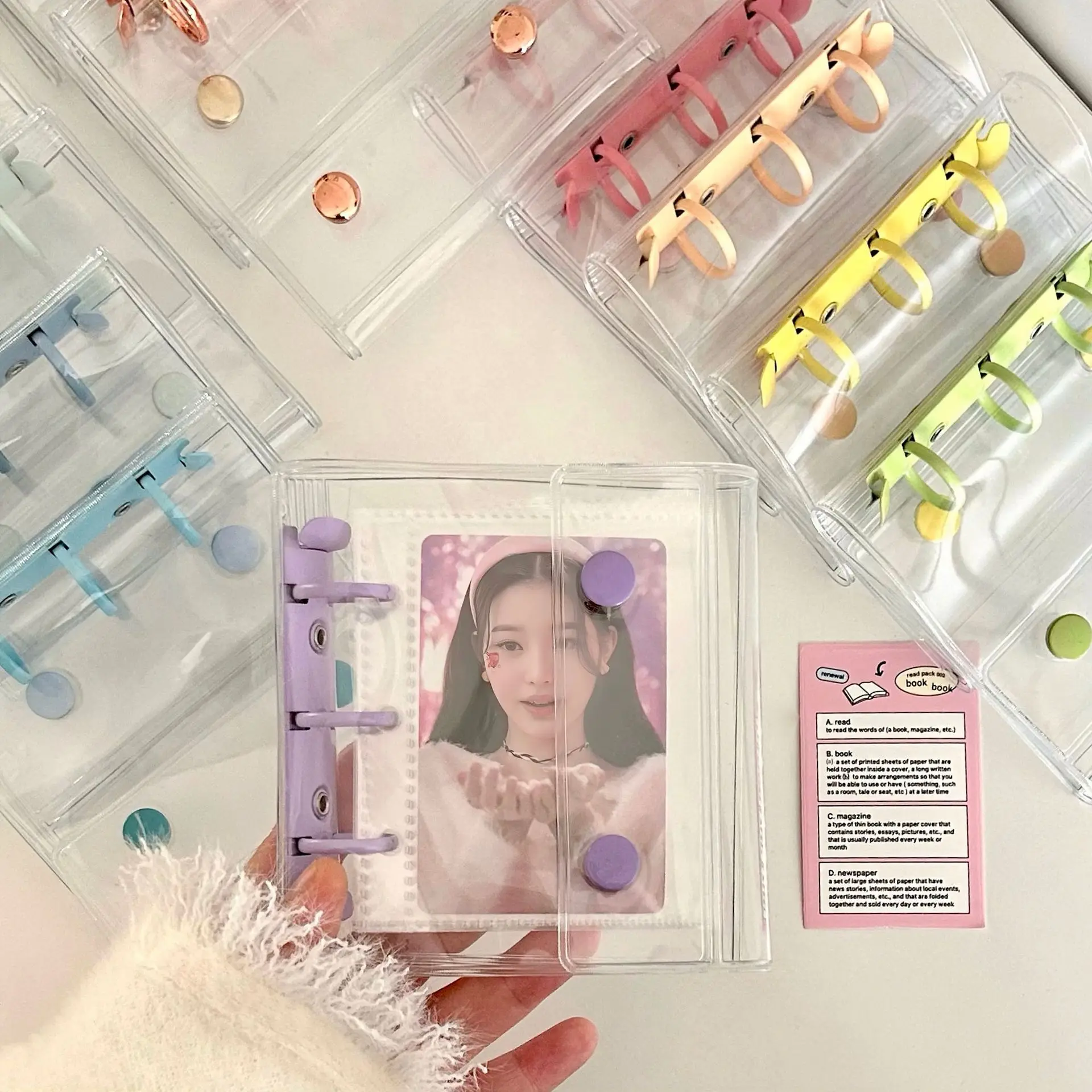 mini Transparent Pvc binder photo album kpop binder Photocard Holder girl cute idol card collect book binding machine stationery 2