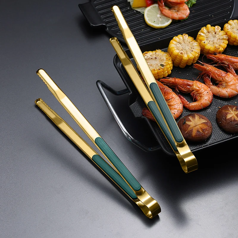 Tyenaza Pinze per Alimenti, Pinze per Alimenti in Acciaio Inossidabile Pinze per Servire a Buffet Ispessite Sicure per Alimenti per Buffet da Cucina BBQ Party(Farfalla-Oro