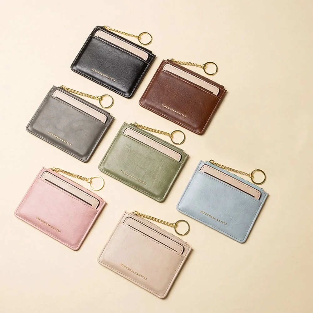 Ultra-thin Small Bank Card Multi Card Slot Holder Wallet Women Men Credit Bag Male Holder Solid Leather Wallet