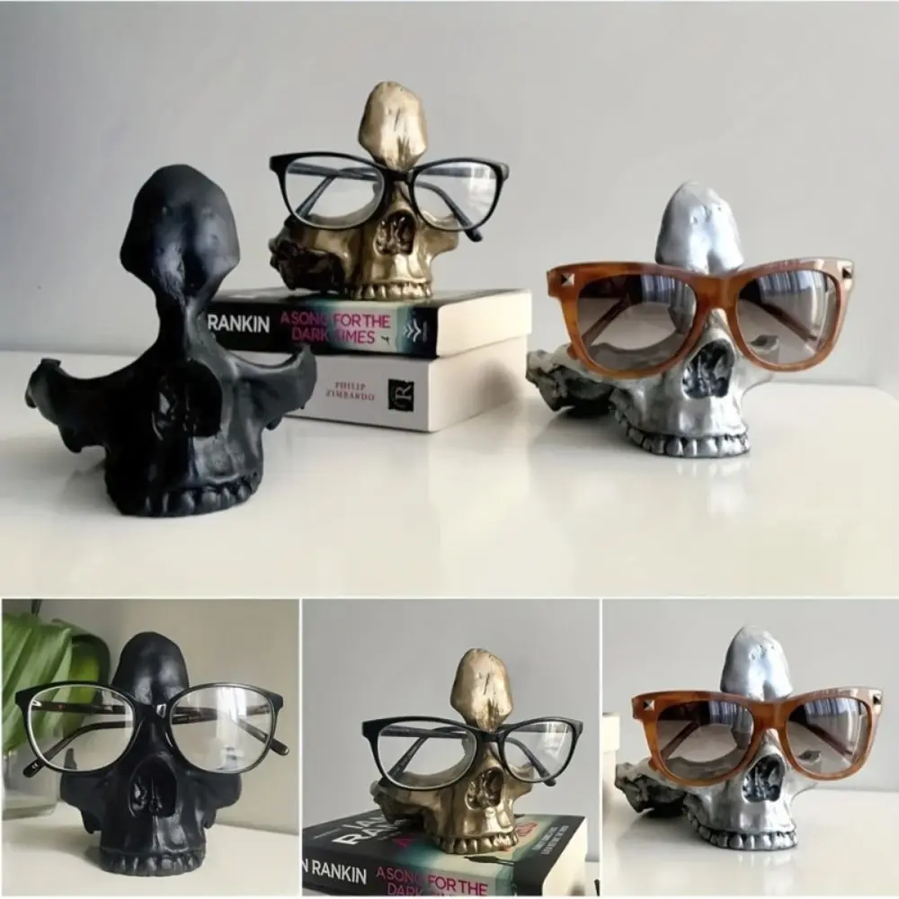 

Statue Eyeglasses Holder Gift Resin Halloween Decoration Glasses Frame Ornament Skull Eyeglass Holder Home