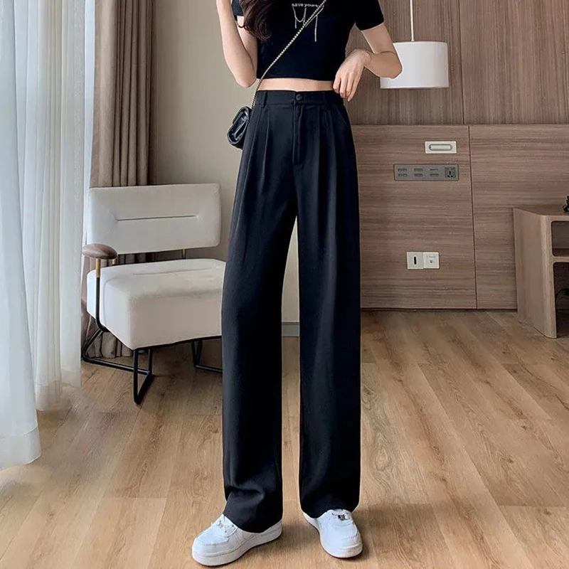 

Женские свободные повседневные мешковатые брюки, черные длинные брюки с широкими штанинами, спортивные уличные спортивные штаны в стиле ретро, 2022