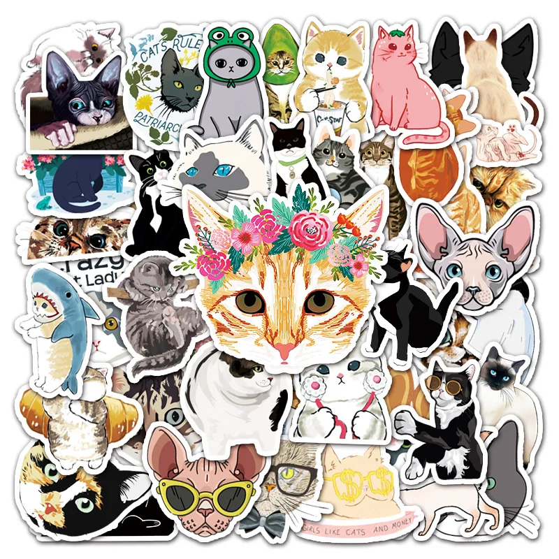 50Pcs Cartoon Cute Cat Series Graffiti Stickers Suitable for Laptop Helmets Desktop Decoration DIY Stickers Toys Wholesale retro ins style text looking for memory graffiti stickers diy notebook skateboard phone case decoration stickers decals stickers