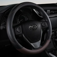 PU Leather Contrast Colour Car Steering Wheel Cover  Sweat Absorbent, Wear Resistant and Non-slip, Universal in All Seasons 5