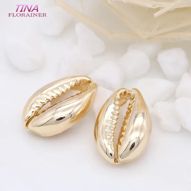 4PCS 14*10MM / 17,3*11,6MM 14K Gold Farbe Überzogene Messing Conch Muscheln Charms anhänger Hohe Qualität Diy Schmuck Zubehör