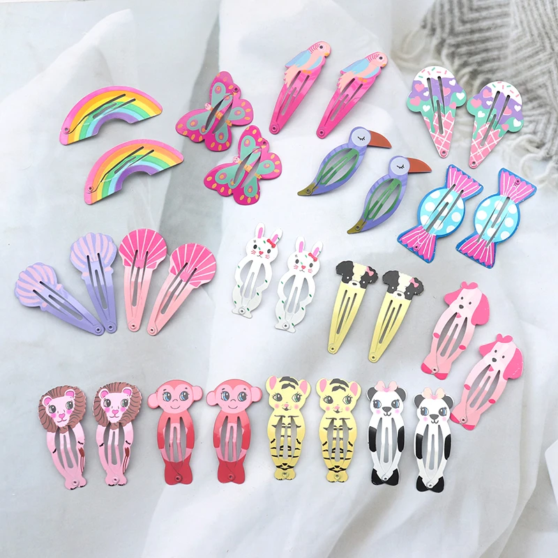 Cute Cartoon Animal Fruit Hair Clip 30Pcs Baby Girls Hair Accessories Sweet Rainbow Butterfly Hairpins Kids Decorate hair accessories