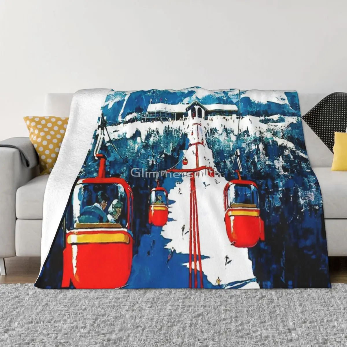 Vintage Gondola Winter Travel Ski Poster Coperta Copriletto Sul Letto Viaggio Per Letto Matrimoniale