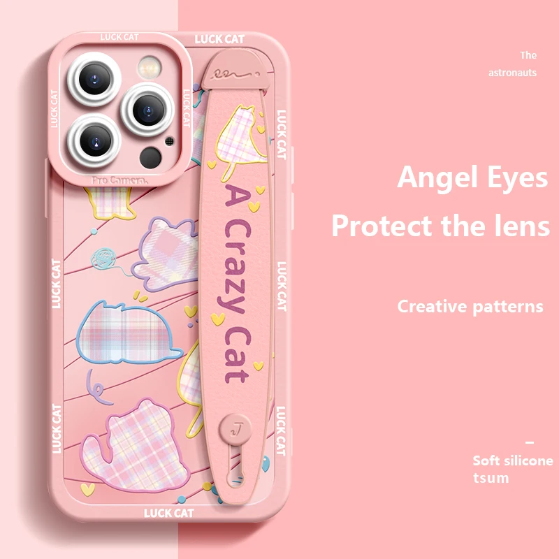 thumbnail image 1 of Deluxe Case Applicable Iphone 15 14 13 12 11 Pro Max X XR Xs 78 Soft Silicone Cell Phone Anti-fall Plaid Kitty Protective Cover, 1 of 5