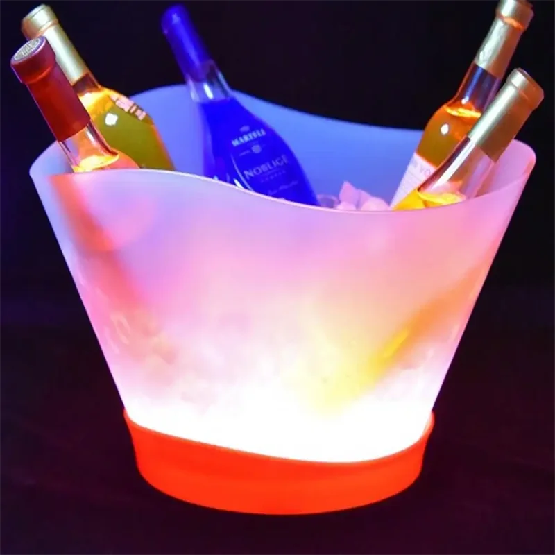 12L Waterproof Rechargeable LED Ice Buckets Bar Nightclub Light Up Champagne Whiskey Beer Can Holder Party KTV Xmas Supplies