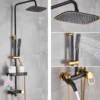 Thermostatic Shower Set Bathroom Metal Black Shower Mixer Faucet Constant Shower Tap Shower Shelf 1