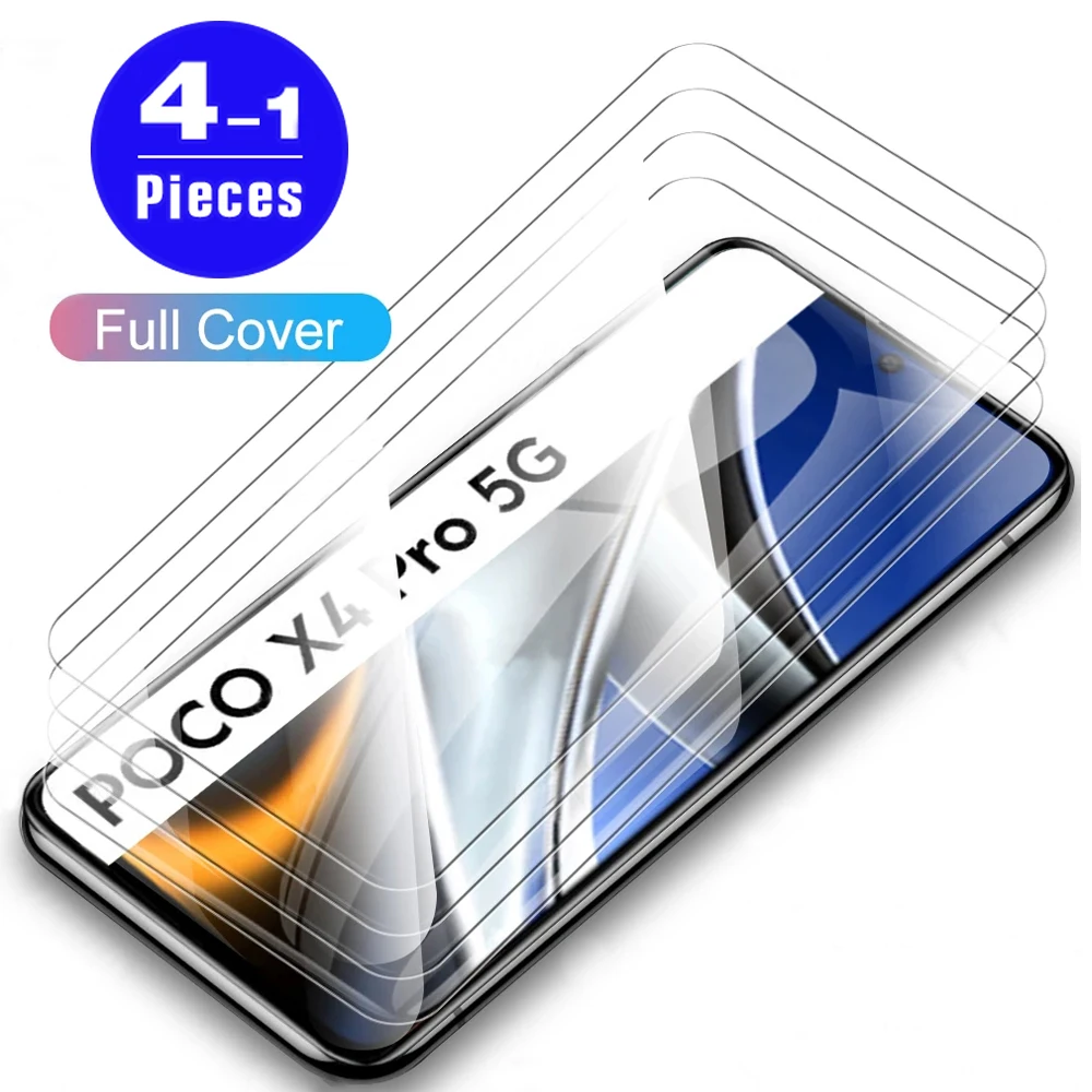 

1-4Pcs Tempered Glass For Xiaomi Poco X4 pro X3 NFC M4 5G M3 M2 F4 F3 GT F2 screen protector C40 C31 M5 M5s X2 protective film