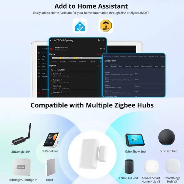 SONOFF SNZB-04P Zigbee Door Window Sensor Local Smart Scene Linkage Tamper Alert Home Security Support Alexa Google Smartthings 3