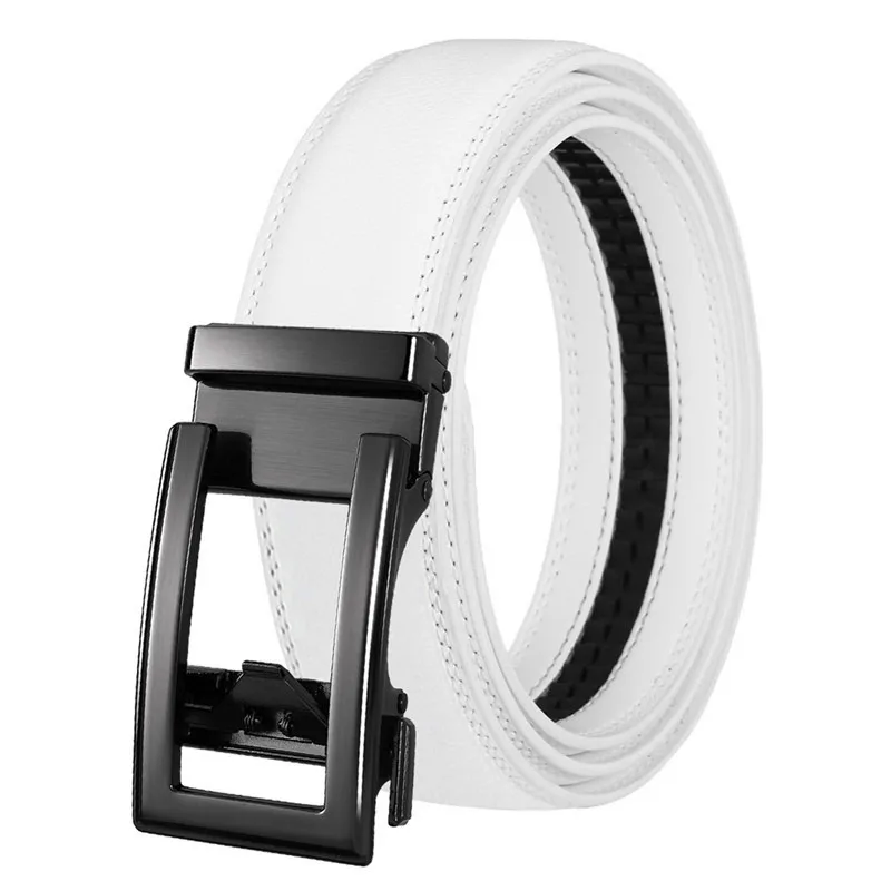 Luxury Men's Leather Belt - High Quality Designer Craftsmanship in White, Blue, Red, Brown
