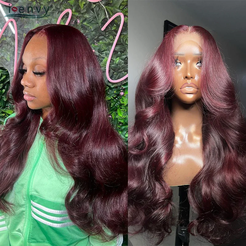

Colored Body Wave Burgundy 13X6 Hd Lace Frontal Human Hair Wig For Women Brazilian 13X4 Red 99J Lace Front Wig On Sale Clearance
