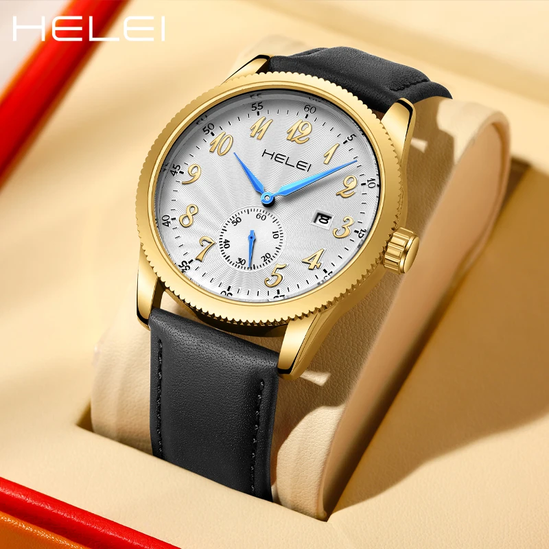 HELEI men's watch top sports quartz watch men's quartz watch waterproof wristwatch calendar display men's watch gift for men