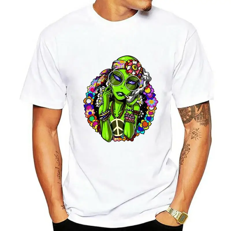 

Мужская футболка, хиппи, инопланетянин, мир, марихуана, психоделическая женская футболка