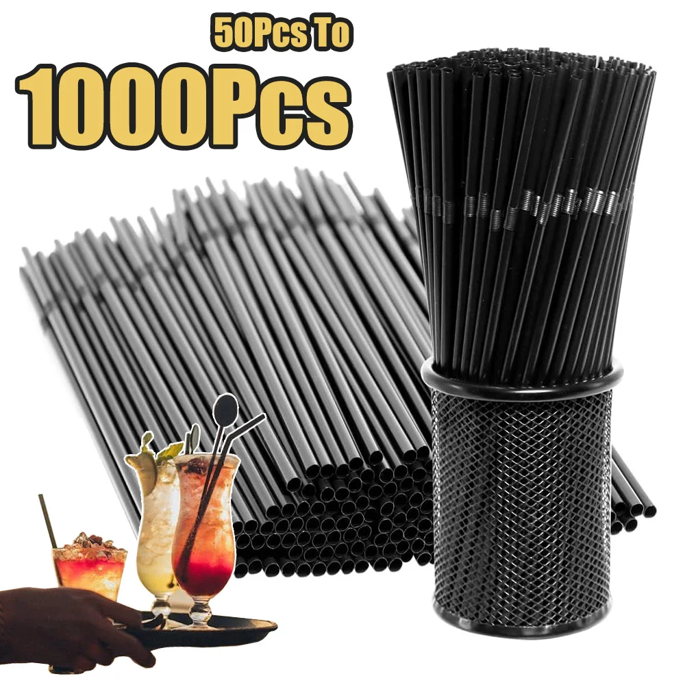 Plastic Straws Drinking Straws 50-1000Pcs Multicolor Drinking Straws Flexible Beverage Straw Wedding Party Supplies Kitchen Cocktail Birthday Bar