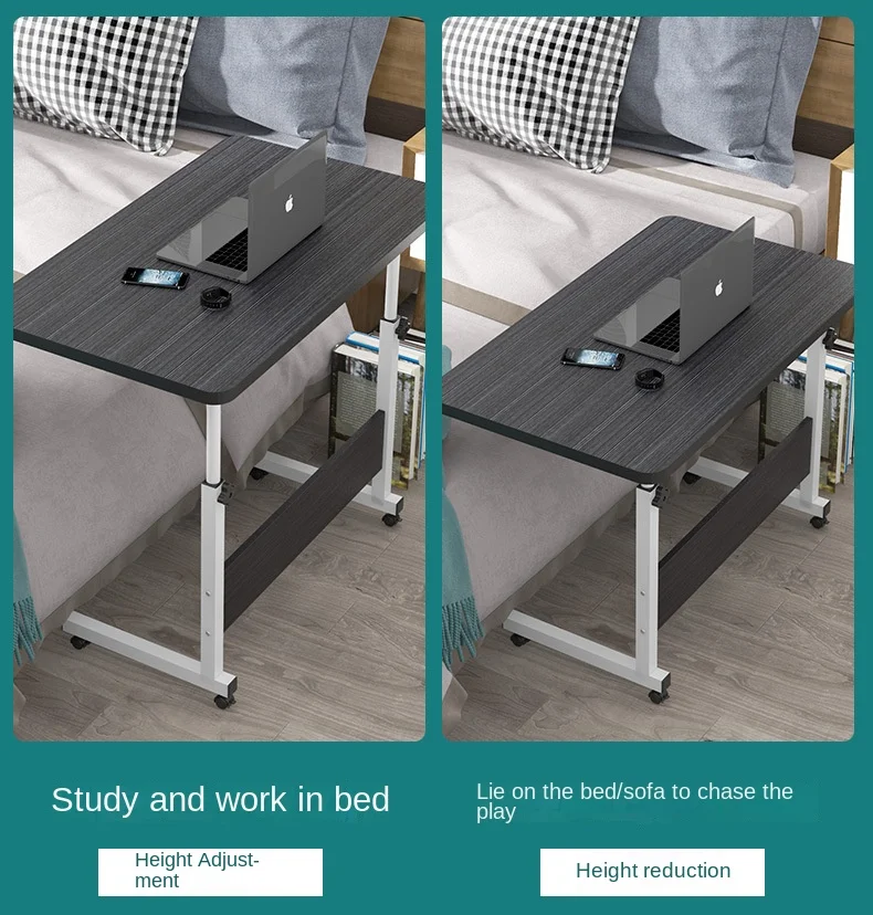 Portable Mobile Lift Computer Folding Desk Study Table Height Adjustable Computer Desk Lap Bed Tray Bed Work Furniture