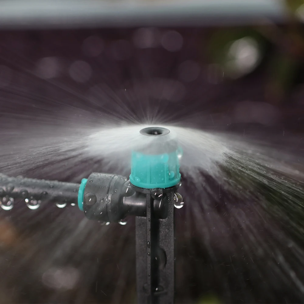 10PCS 14CM Bubbler Irrigation Sprinkler Drip Emitter Micro Spray Adjuatable Full Circle Pattern 1/4'' 4/6MM Quick Push Connecter