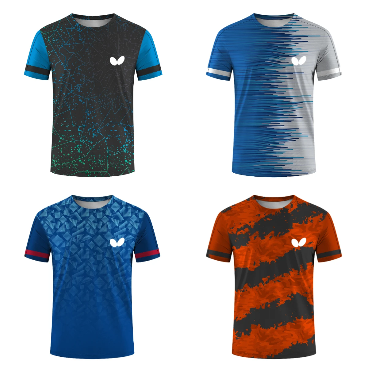 Mens Training Tshirt Summer Hot Butterfly Table Tennis Shirt 3D Printed T-shirt Fashion Quick Dry Loose Breathable Comfortable Quick Dry