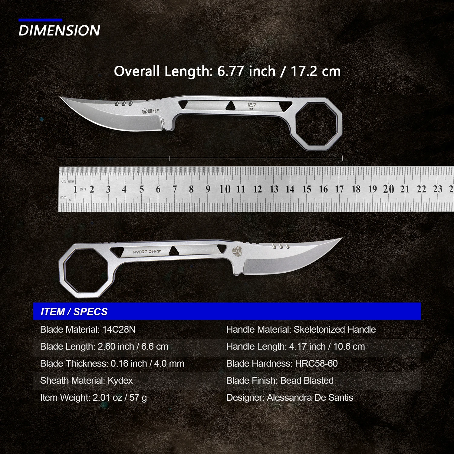 kubey-ku362-fixed-blade-outdoor-knife-trailing-poin-14c28n-blade-with-kydex-skeletonized-handle-for-camping-hunting-and-survival