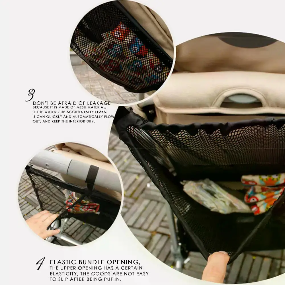 Description Picture 6 of itemBaby Stroller Bag Hanging Net Bags Portable Large Capacity Pram Storage Pocket Infant Products Organizer Stroller Accessories